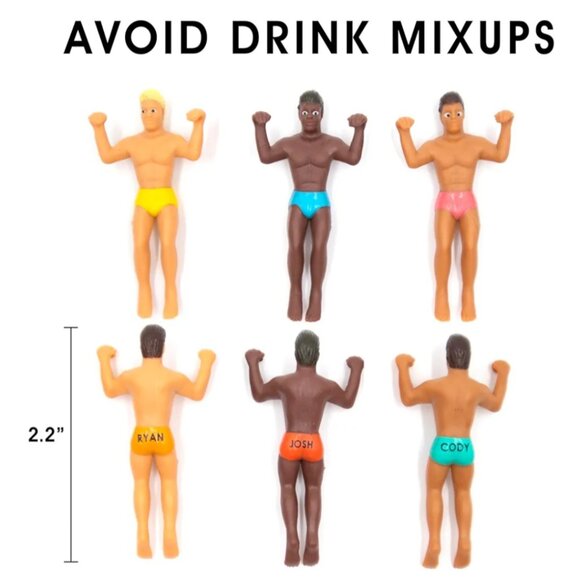 NPW Drinking Buddies Drink Markers, Wine Glass Charms for Parties Pack of 6 New - Picture 9 of 15